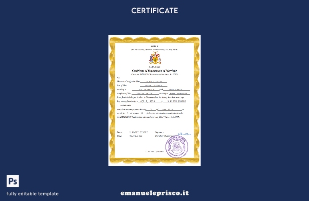 Certificato di matrimonio Barbados in stile verificato Modello Word e PDF